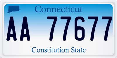 CT license plate AA77677