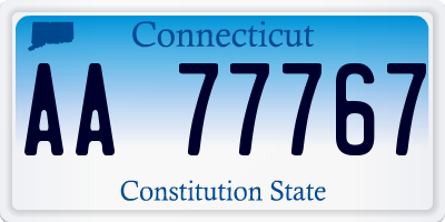 CT license plate AA77767