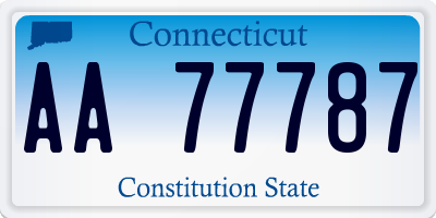 CT license plate AA77787