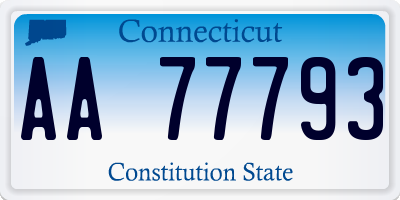 CT license plate AA77793
