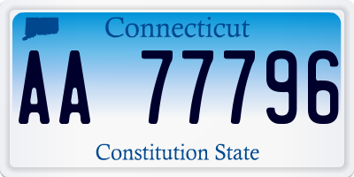 CT license plate AA77796