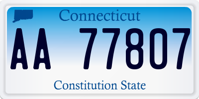 CT license plate AA77807