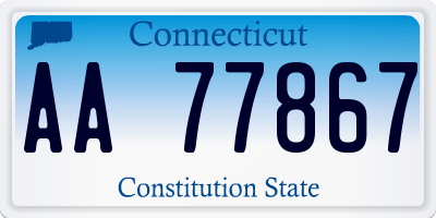 CT license plate AA77867
