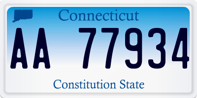 CT license plate AA77934