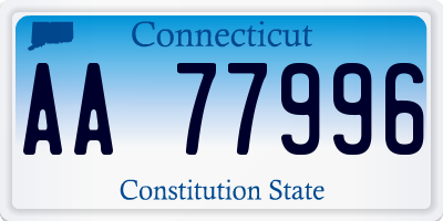 CT license plate AA77996