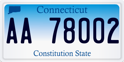 CT license plate AA78002