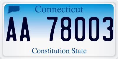 CT license plate AA78003