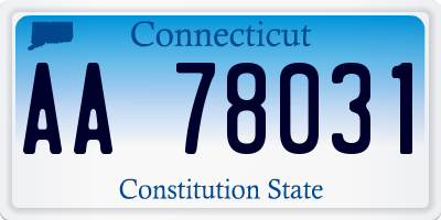 CT license plate AA78031