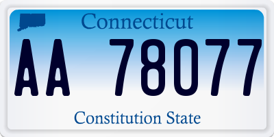 CT license plate AA78077