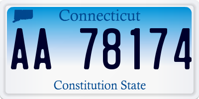 CT license plate AA78174