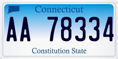 CT license plate AA78334