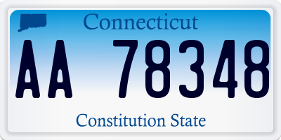 CT license plate AA78348