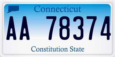 CT license plate AA78374