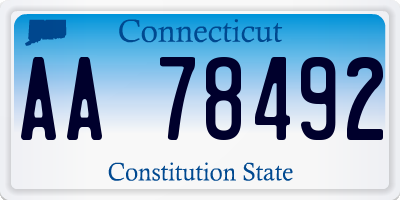 CT license plate AA78492