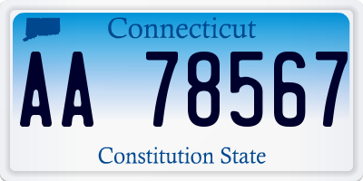 CT license plate AA78567