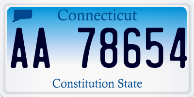 CT license plate AA78654