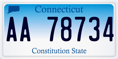 CT license plate AA78734