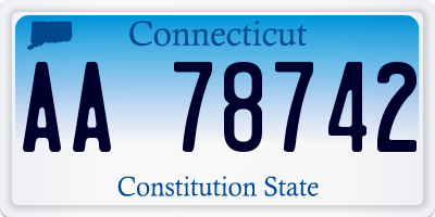 CT license plate AA78742