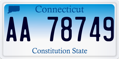 CT license plate AA78749