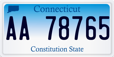 CT license plate AA78765