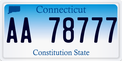 CT license plate AA78777