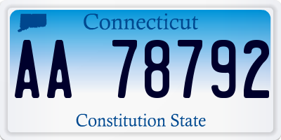 CT license plate AA78792