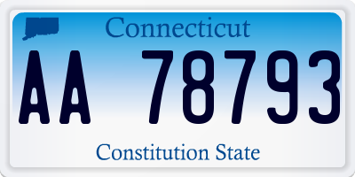 CT license plate AA78793