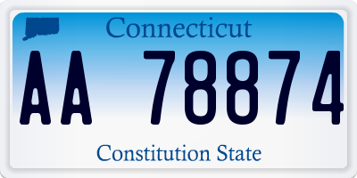 CT license plate AA78874