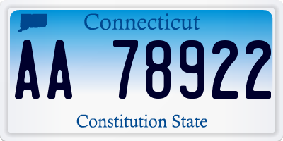 CT license plate AA78922