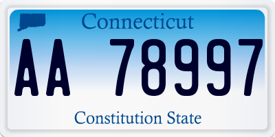 CT license plate AA78997