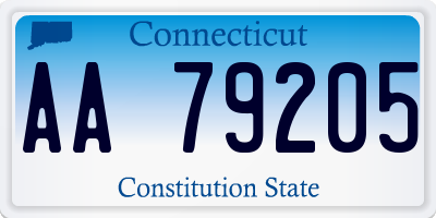 CT license plate AA79205