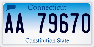 CT license plate AA79670
