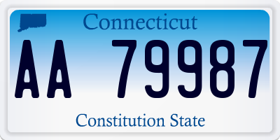 CT license plate AA79987