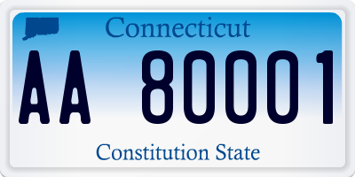 CT license plate AA80001