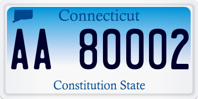 CT license plate AA80002