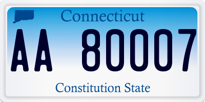 CT license plate AA80007