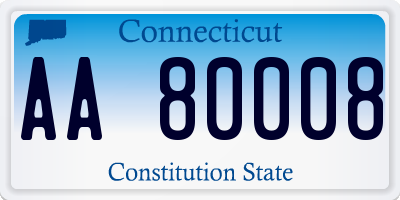 CT license plate AA80008