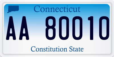CT license plate AA80010