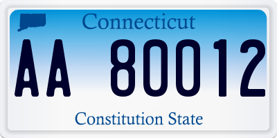 CT license plate AA80012