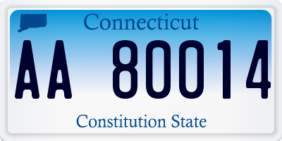 CT license plate AA80014