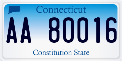 CT license plate AA80016