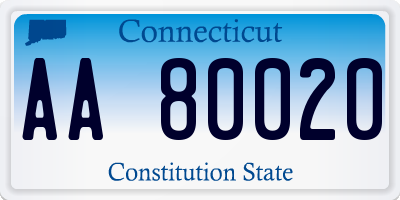 CT license plate AA80020