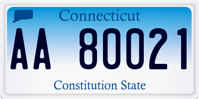 CT license plate AA80021