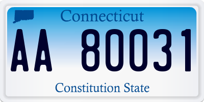 CT license plate AA80031