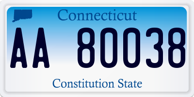 CT license plate AA80038