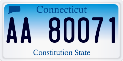 CT license plate AA80071