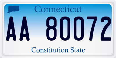 CT license plate AA80072