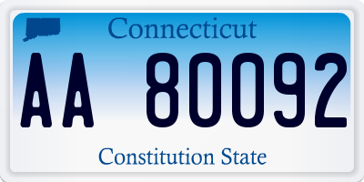 CT license plate AA80092