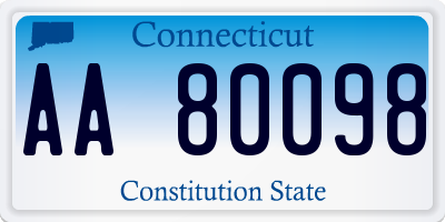 CT license plate AA80098