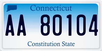 CT license plate AA80104